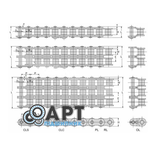 40-1 Ланцюг приводний роликовий ПР-12,7-1820-1 Donghua ISO 08A-1, ANSI40-1 (5,00m)